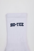 Chic Ribbed Half-Crew Socks in White