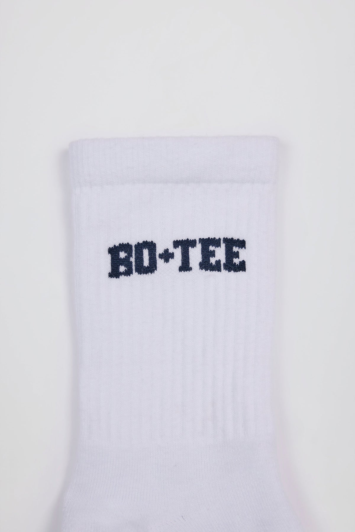Chic Ribbed Half-Crew Socks in White