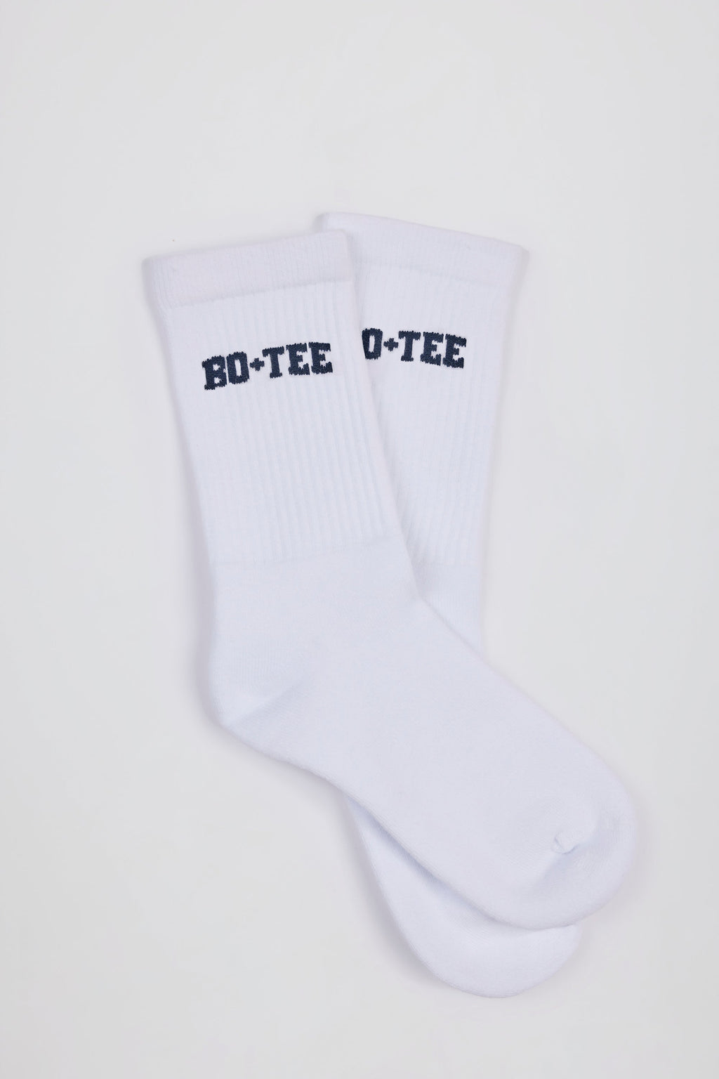 Chic Ribbed Half-Crew Socks in White
