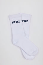 Chic Ribbed Half-Crew Socks in White