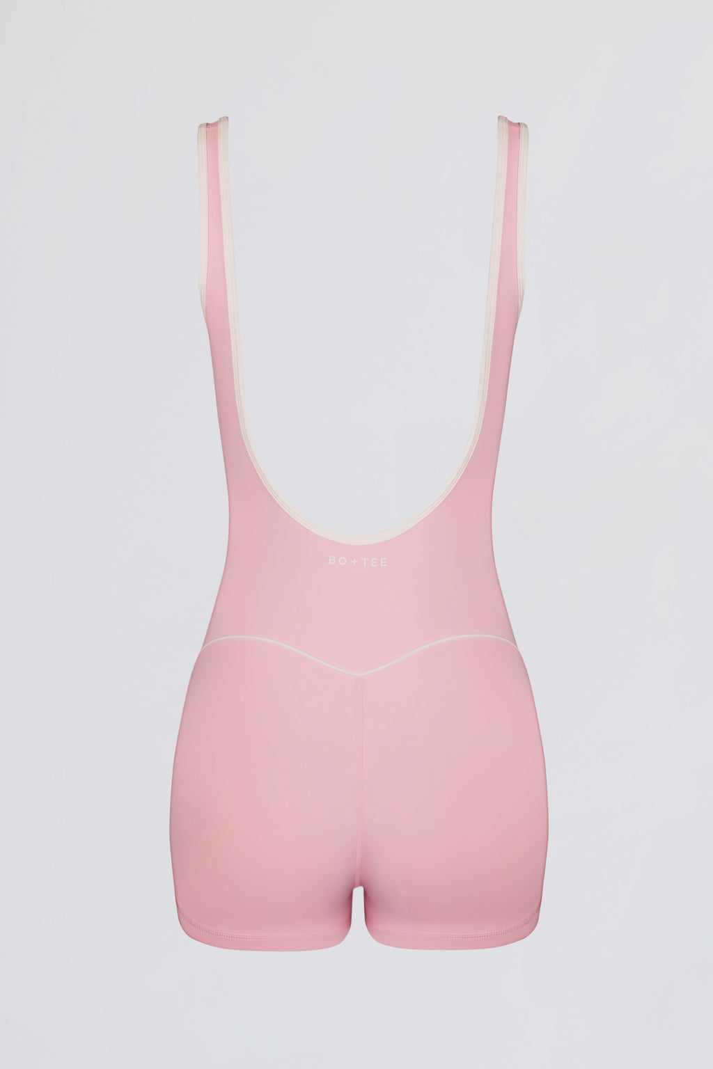 Chic Soft Active Backless Contrast Unitard in Powder Pink