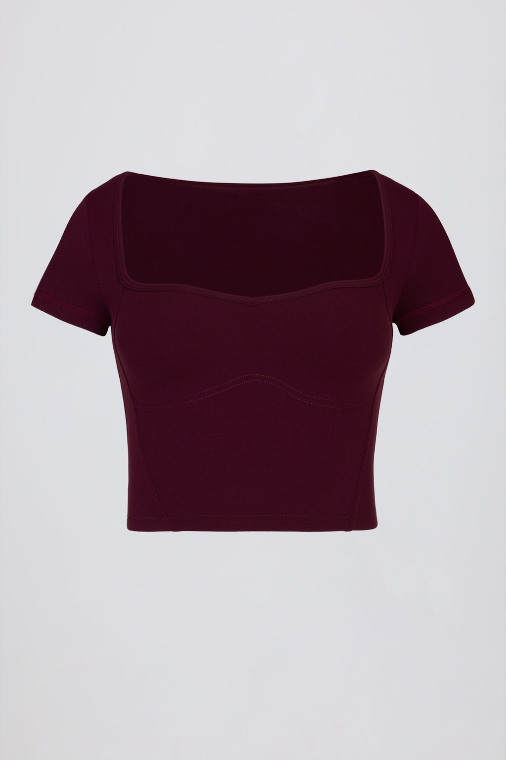 Chic Soft Active Sweetheart-Neck Crop Top in Burgundy