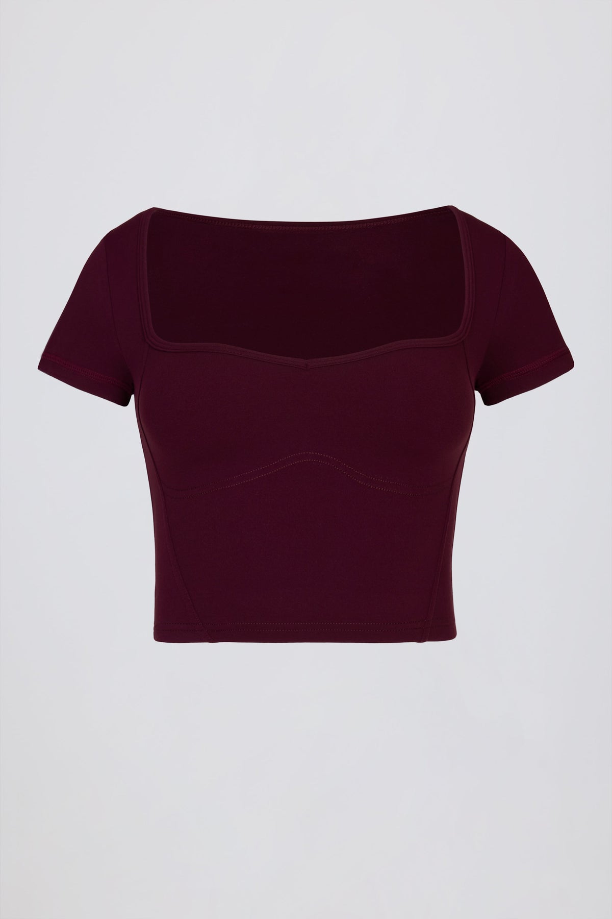 Chic Soft Active Sweetheart-Neck Crop Top in Burgundy