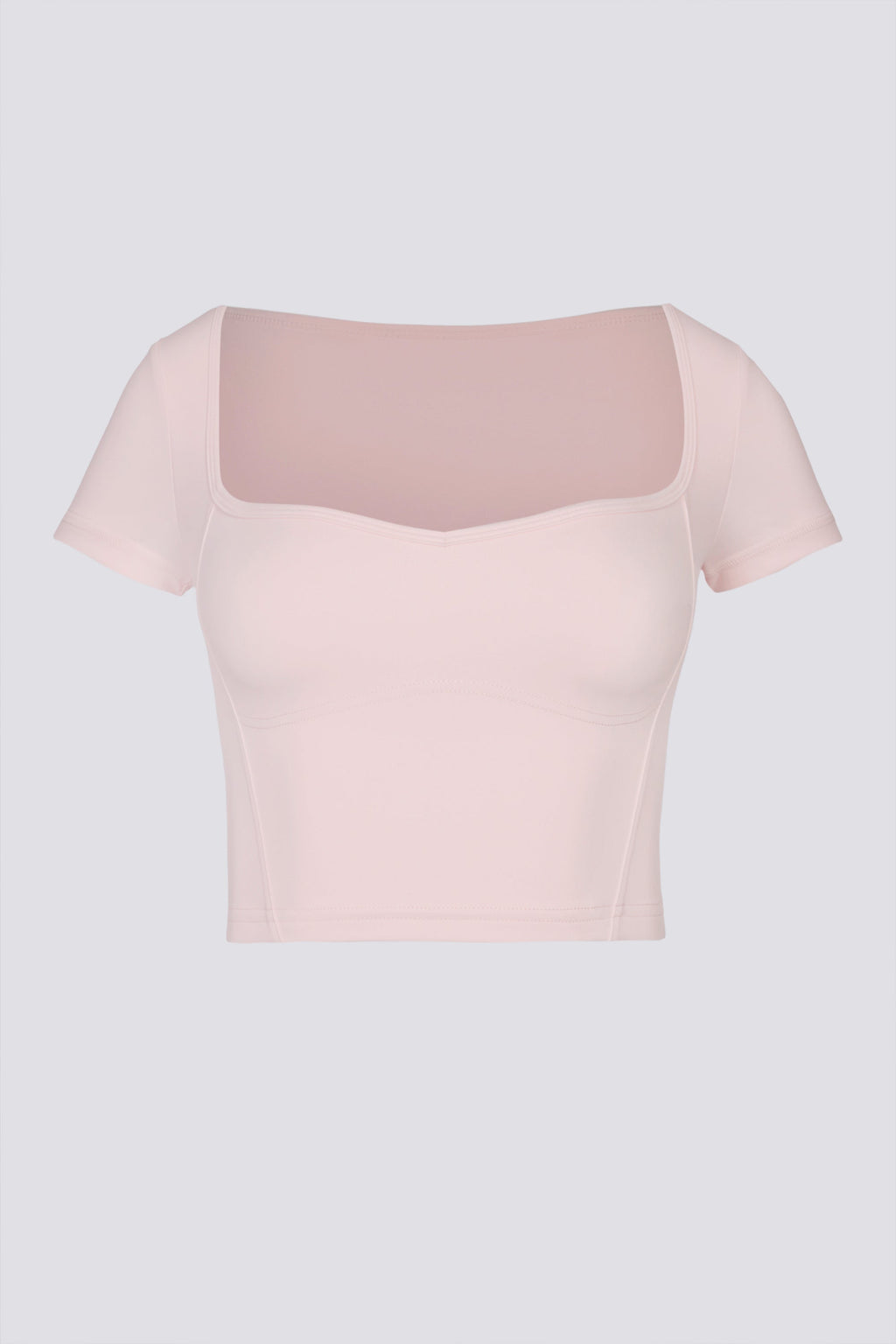Chic Soft Active Sweetheart-Neck Crop Top in Ballet Pink