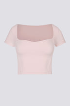 Chic Soft Active Sweetheart-Neck Crop Top in Ballet Pink