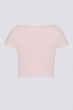 Chic Soft Active Sweetheart-Neck Crop Top in Ballet Pink