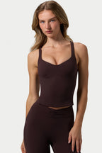 Chic Soft Active Sweetheart-Neck Tank Top in Espresso