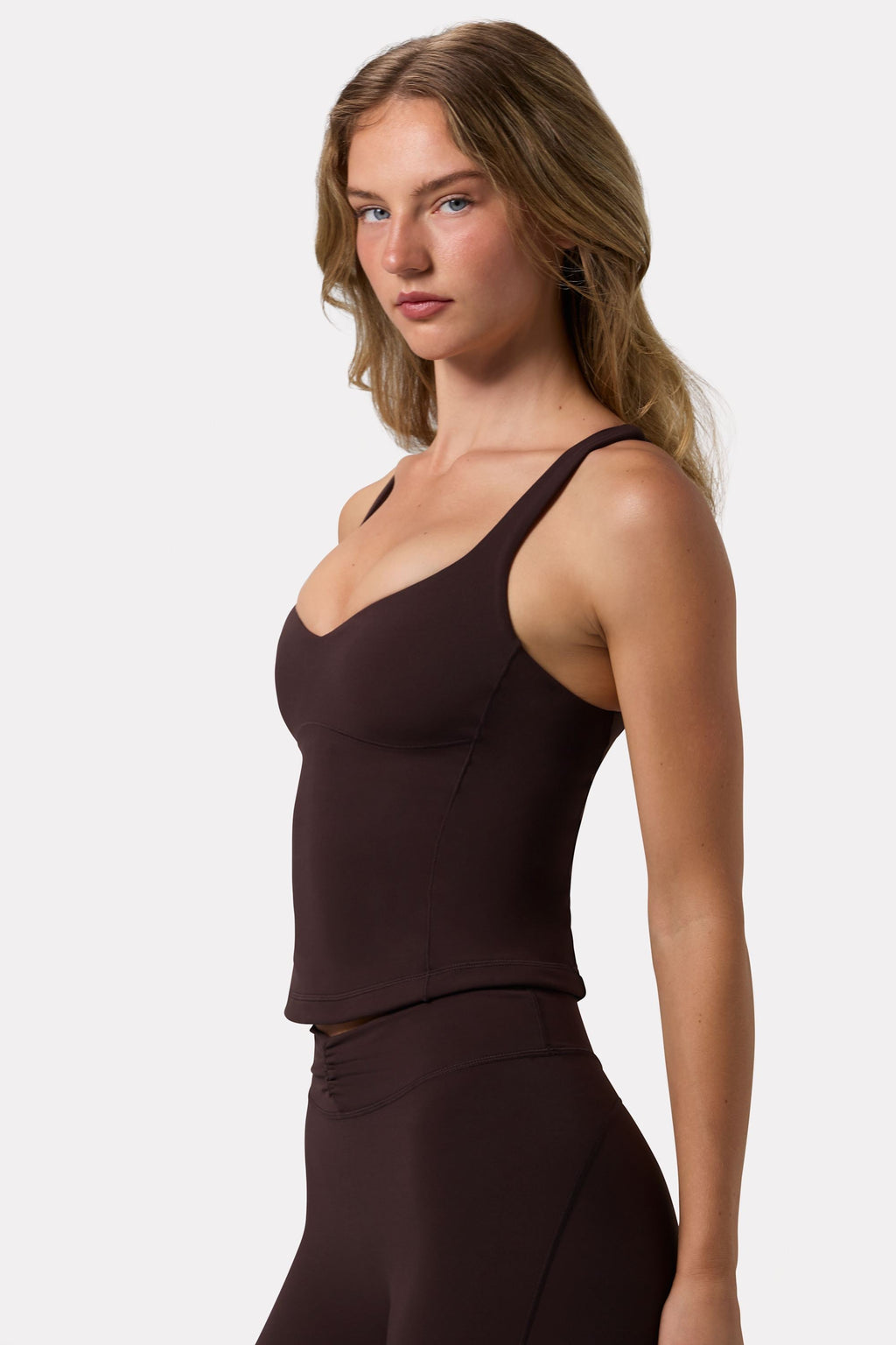 Chic Soft Active Sweetheart-Neck Tank Top in Espresso