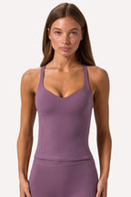 Chic Soft Active Sweetheart-Neck Tank Top in Dusk