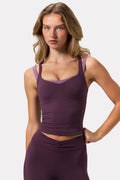 Chic Soft Active Sweetheart-Neck Tank Top in Plum