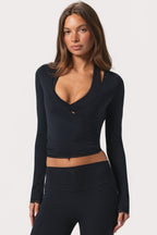 Chic Soft Jersey Wrap Top in Black