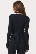 Chic Soft Jersey Wrap Top in Black