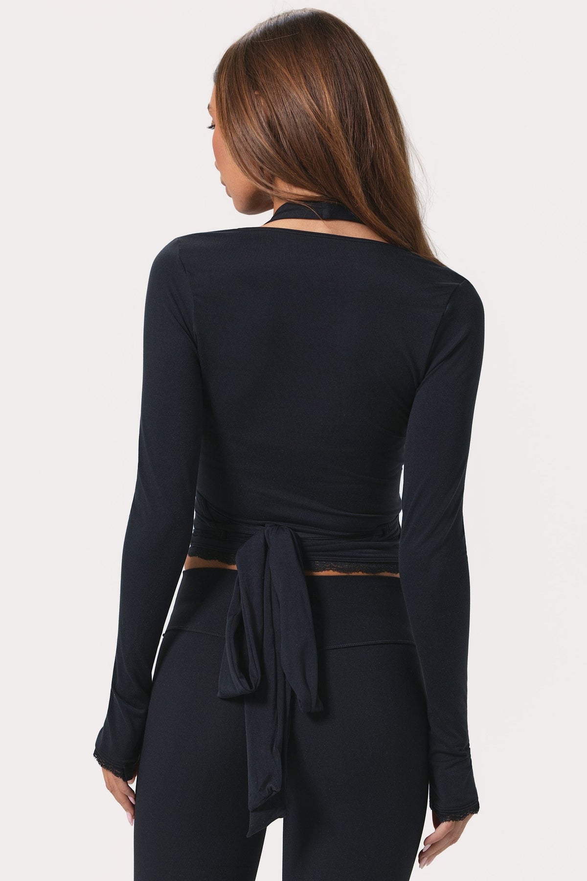 Chic Soft Jersey Wrap Top in Black
