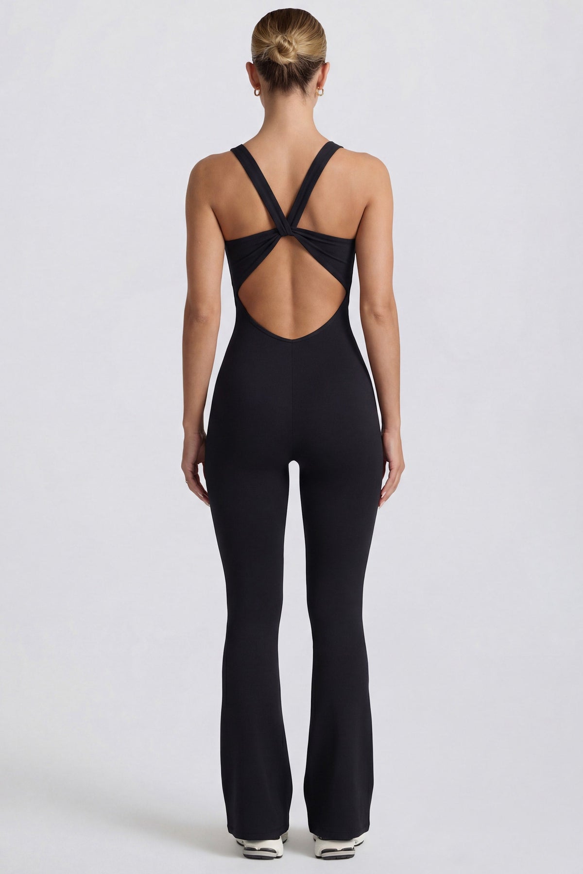 Chic Soft Active Cut Out Back Jumpsuit in Black