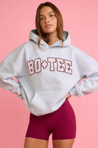 Chic Oversized Applique Hoodie in Grey