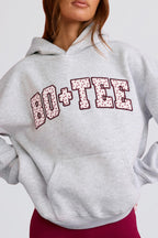 Chic Oversized Applique Hoodie in Grey