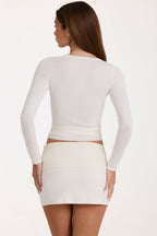 Chic Soft Knit Wrap Top in Ivory