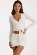 Chic Soft Knit Wrap Top in Ivory