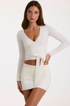 Chic Soft Knit Wrap Top in Ivory
