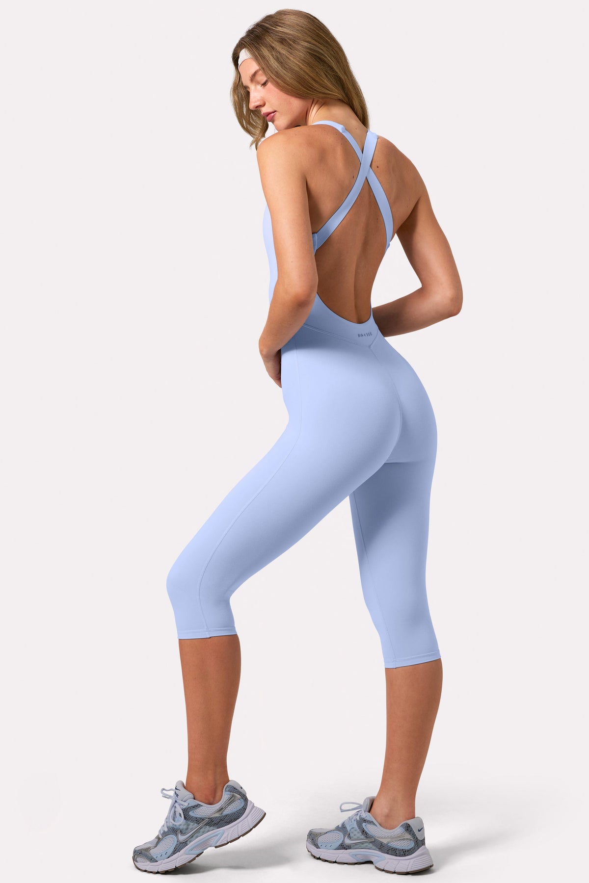 Chic Soft Active Capri Jumpsuit in Sky