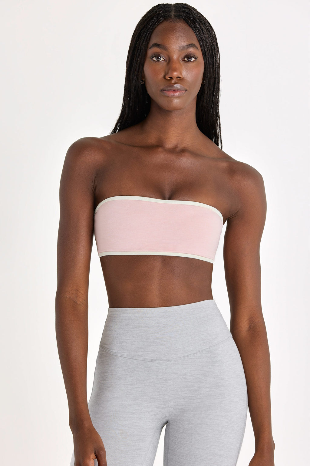 Chic Soft Active Bandeau Sports Bra in Blush Marl