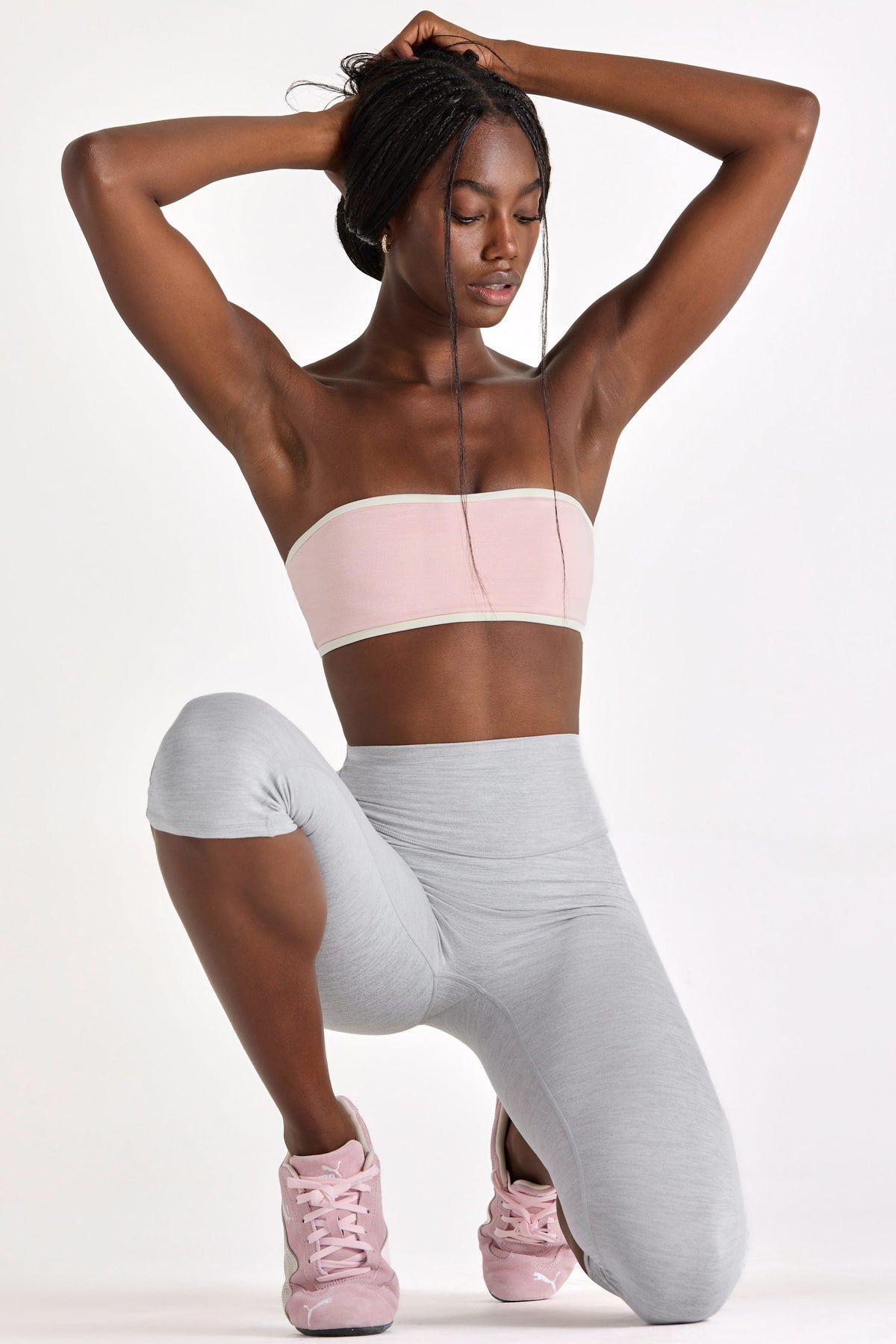 Chic Soft Active Bandeau Sports Bra in Blush Marl