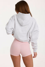 Chic Oversized Applique Hoodie in Grey Marl