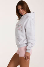 Chic Oversized Applique Hoodie in Grey Marl