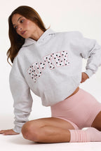 Chic Oversized Applique Hoodie in Grey Marl