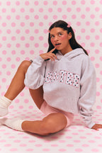 Chic Oversized Applique Hoodie in Grey Marl