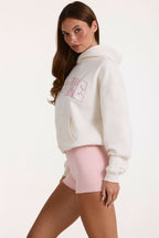 Chic Oversized Applique Hoodie in Ivory