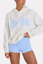 Chic Oversized Applique Hoodie in Coconut