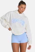 Chic Oversized Applique Hoodie in Coconut