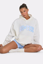 Chic Oversized Applique Hoodie in Coconut