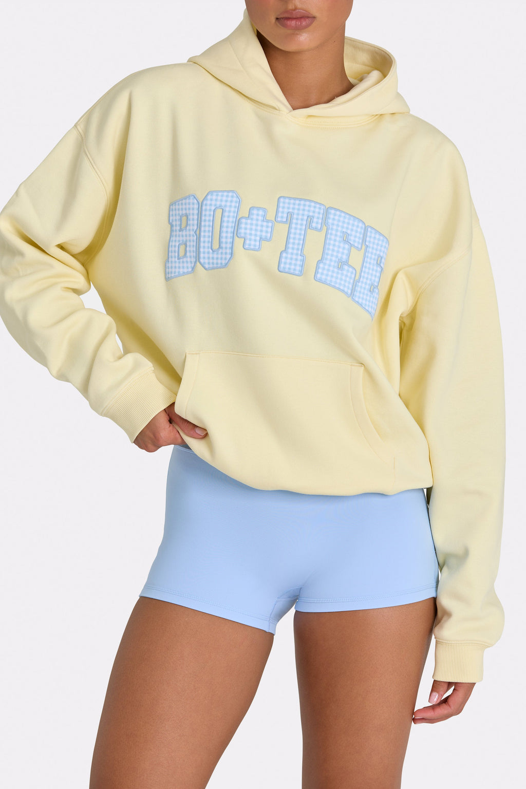 Chic Oversized Applique Hoodie in Lemon