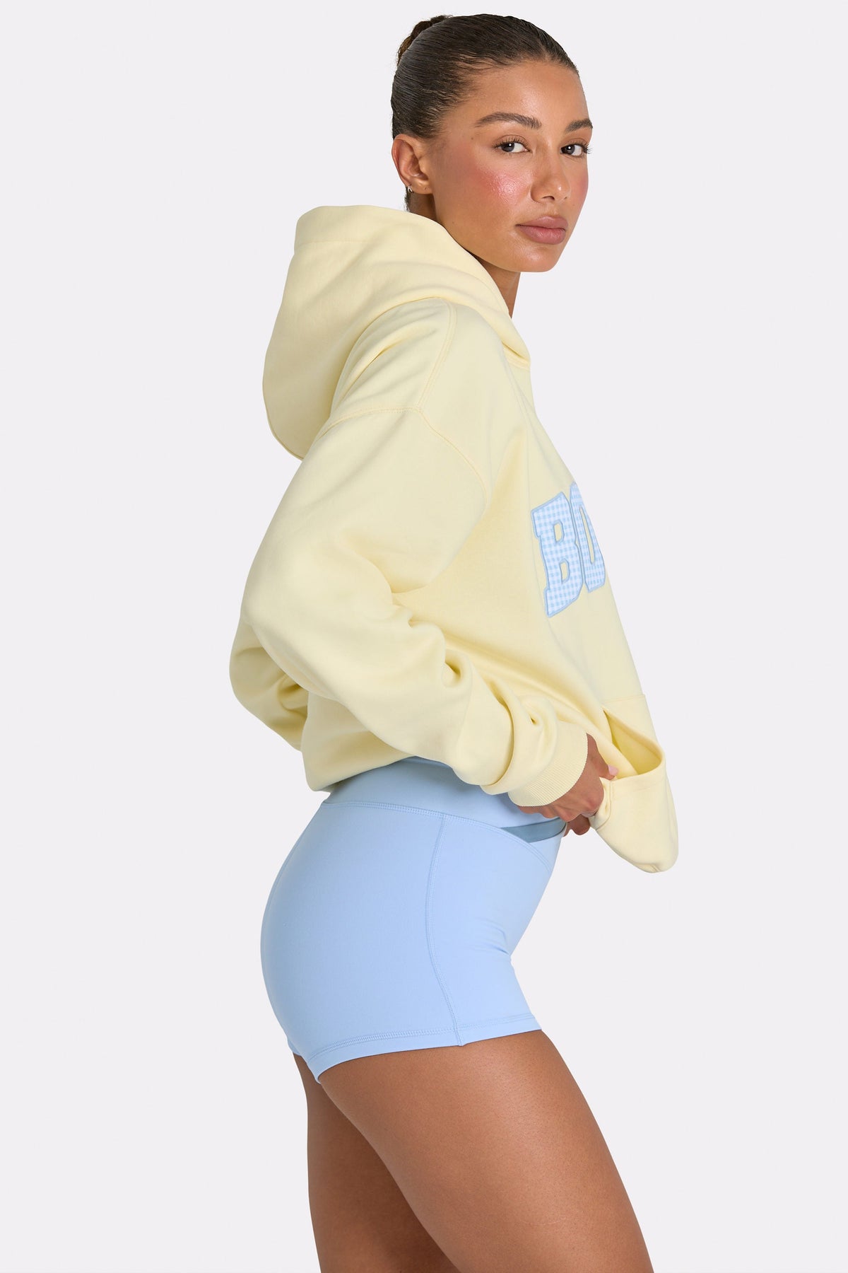 Chic Oversized Applique Hoodie in Lemon