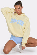 Chic Oversized Applique Hoodie in Lemon