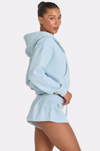 Chic Oversized Zip-Up Hoodie in Powder Blue