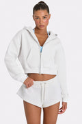 Chic Oversized Zip-Up Hoodie in Coconut