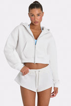 Chic Oversized Zip-Up Hoodie in Coconut