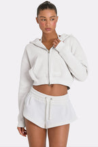 Chic Oversized Zip-Up Hoodie in Coconut