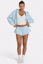 Chic Mid-Rise Mini Shorts in Powder Blue