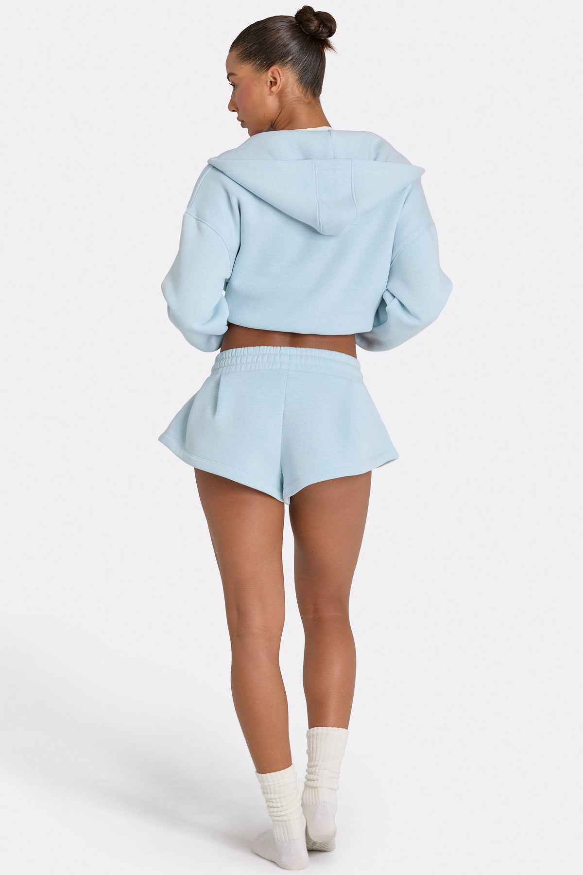 Chic Mid-Rise Mini Shorts in Powder Blue