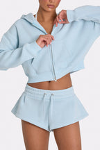 Chic Mid-Rise Mini Shorts in Powder Blue