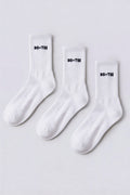 Chic Ribbed Half-Crew 3-Pack Socks in White