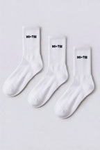 Chic Ribbed Half-Crew 3-Pack Socks in White