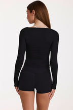 Chic ButterCloud Tie-Front Top in Black