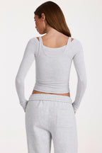 Chic ButterCloud Layered Top in Grey Marl