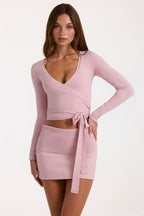 Chic Soft Knit Mini Skirt in Blush