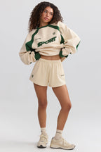 Chic Soft Cotton Jersey Elasticated Mini Shorts in Marble
